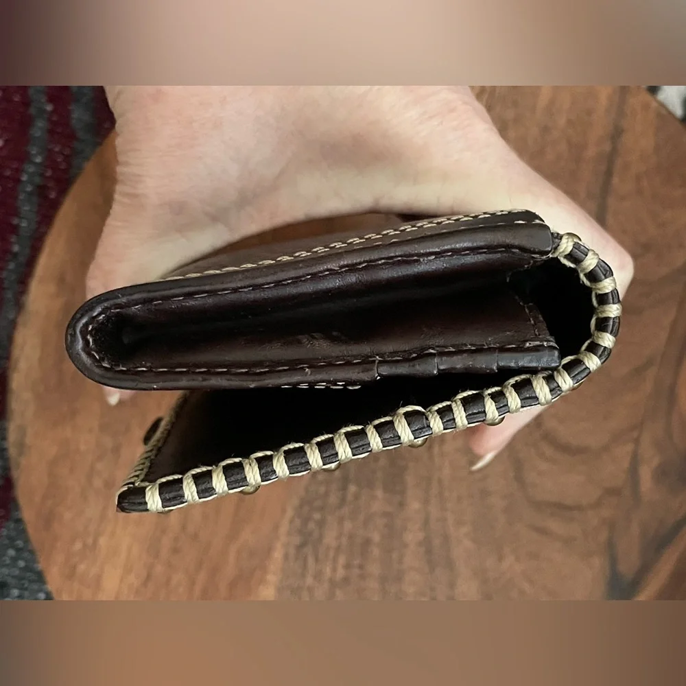 COACH MIA Brown & Tan Leather/Suede SOHO Wallet w/Stud Detail - Picture 4 of 10